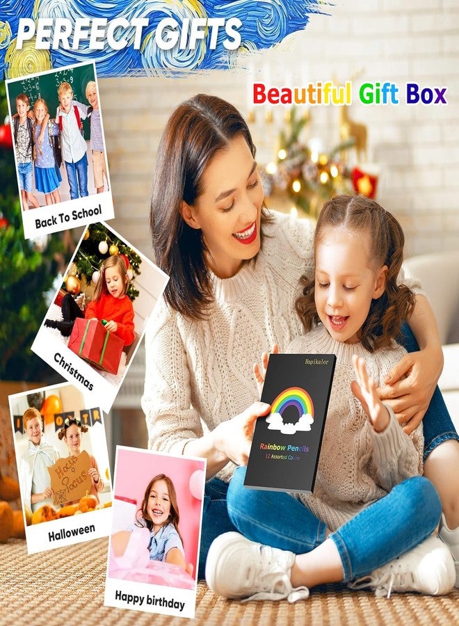Hapikalor Valentines Day Gifts for Kids, Art Supplies, 12 Color Rainbow Colored Pencils, Teen Girl Gifts Trendy Stuff, Easter Basket Essentials, Drawing Pencil for Kids 9-12, Gift for 5-12 Year Old Girl - Image 2